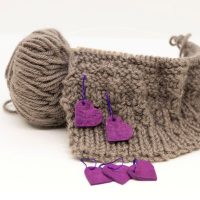 Nahkaiset silmukkamerkit - Sydän - Violetti
